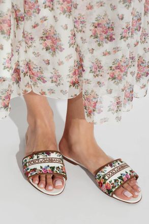 Dolce & Gabbana Floral Motif Slides, Womens, Multicolour
