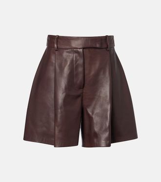 Nour Hammour Jonah pleated leather shorts