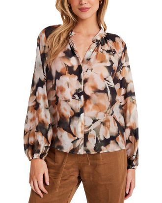 Bella Dahl Long Sleeve Shirred Raglan Button-Up Shirt