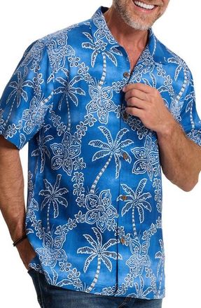 Tommy Bahama Palomino Palms Silk Button-Up Shirt in Blue Lagoon at Nordstrom, Size Xxx-Large