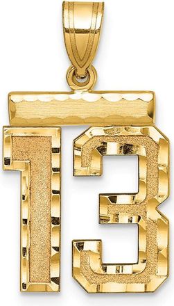 Diamond2Deal 14k Yellow Gold Medium Diamond-cut Number Charm Pendant