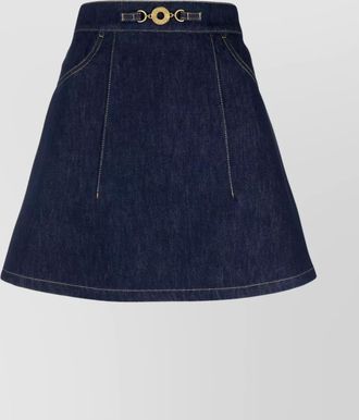 Patou contrast stitching a-line denim skirt