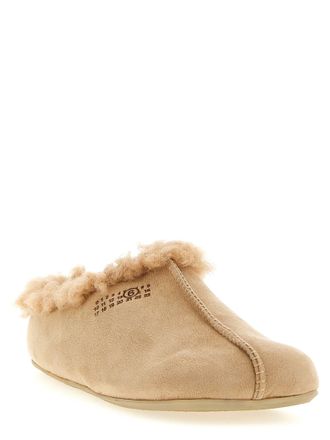 Maison Margiela Shearling-Lined Suede Slipper - Beige