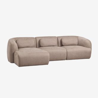 Sklum Sof&aacute; Modular Chaise Longue Izquierdo De 3 Piezas En Chenilla Coquette Sklum