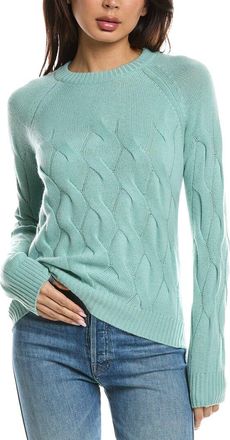 Fort&eacute; Cashmere Wandering Cable Crewneck 100% Cashmere Sweater
