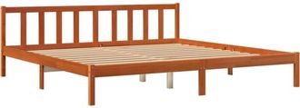 vidaXL Vidaxl - Cama sin colchón madera maciza de pino marrón cera 200x200 cm