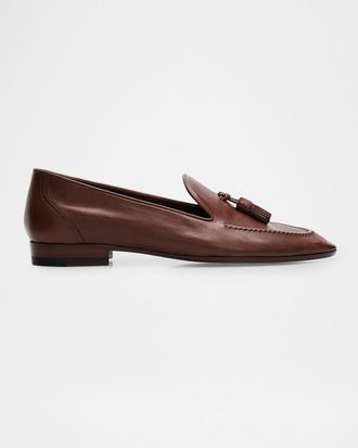 The Row Caden Leather Tassel Loafers