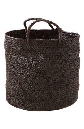 Indego Africa Medium Braided Raffia Basket Black at Nordstrom