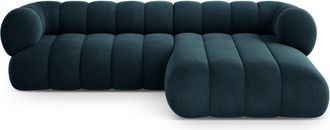 Cosmopolitan Design Sof&aacute; esquinero derecho 5 plazas de terciopelo petr&oacute;leo oscuro
