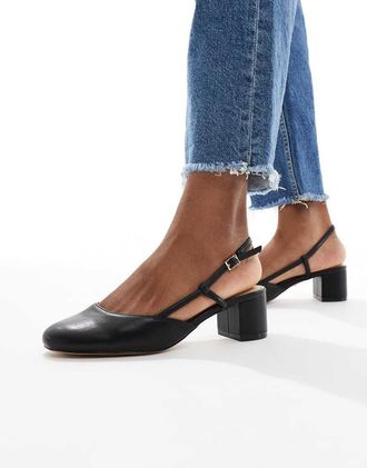 Aldo Edeli - Scarpe in pelle nere con tacco e cinturino posteriore-Nero