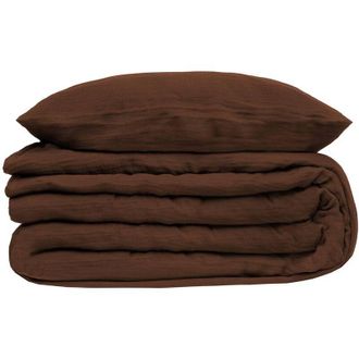 Atmosphera Atmosphera - Juego De Cama Flora De 3 Piezas De Gasa De Algod&oacute;n Marr&oacute;n 240x220cm Cr&eacute;ateur DInt&eacute;rieur