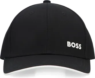 HUGO BOSS Mens Black Baseball Cap With Logo Cotton Hat