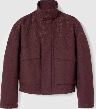 Gucci GG Canvas Padded Jacket With Crystals, Size 44, Purple, Ready-to-wear