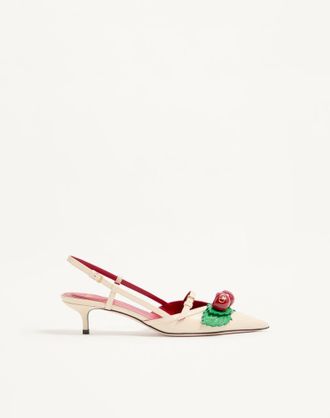 Valentino Garavani D&eacute;collet&eacute; Slingback Cherryfic In Capretto 45mm Donna BURRO/MULTICOLOR 39