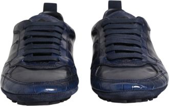 Dolce & Gabbana Dark Blue Leather Low Top Men Sneakers Mens Shoes