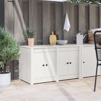 Berkfield Home Outdoor Kitchen Cabinet White 106x55x64 cm Solid Wood Pine | Size: 106 x 55 x 64 cm