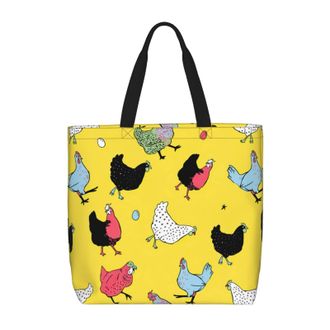 Generic Women Handbag Rooster Chicken Pattern Women Beach Bag Large Capacity Casual Shopping Bags, For Daily, Wedding, Work, Swim, Graduation