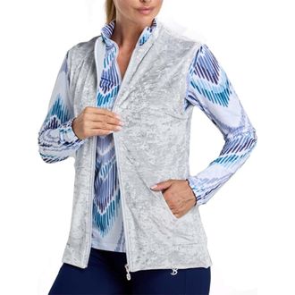 Sofibella Crushed Velvet Womens Golf Vest in Stone at Nordstrom, Size X-Small