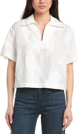 Lafayette 148 New York Wide Point Collar Popover Blouse