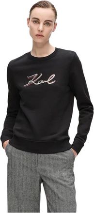 Karl Lagerfeld Hoodies & sweatvesten, Dames, Zwart, S, Katoen, Signature Sequin Sweatshirt