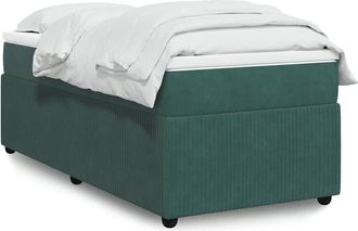 vidaXL Cama Box Spring Con Colch&oacute;n Terciopelo Verde Oscuro 80x200 Cm Vidaxl