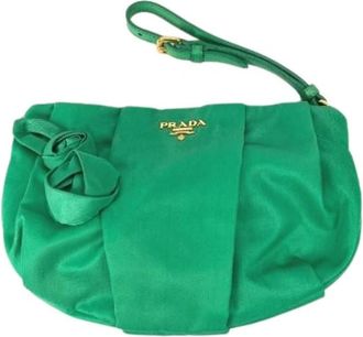 Prada Pre-owned Vintage Clutch Bag - Dames - Vintage Clutch - Groen - ONE Size - Nylon - Vintage