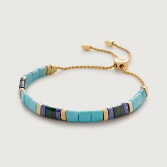 Monica Vinader Gold Delphi Multi Gemstone Friendship Bracelet Turquoise