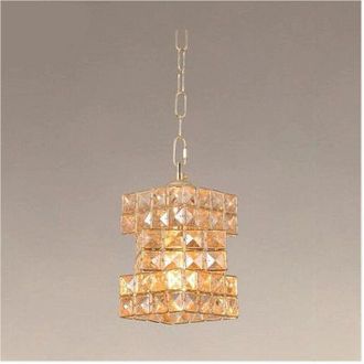 Trade Shop Trade Shop - Copy Of Lampadario Sospeso Cubo Cristalli Lampada Luce Led Attacco E27 Oro Quadrato 32309