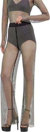 Patrizia Pepe Wide Leg Broeken - Dames - Wijde Broeken - Zwart - XS - Nylon - Broeken