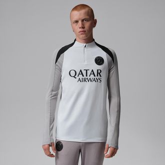 Nike Jordan Mens Paris Saint-Germain Strike Night Edition Jordan Dri-FIT Soccer Knit Drill Top in White | IO4834-100