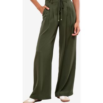 Lipsy Belted Wide Leg Pants in Green at Nordstrom, Size 2 Us