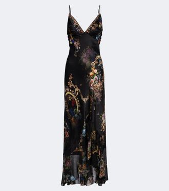 Camilla Floral silk satin slip dress