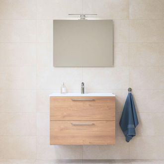 Vitra Mueble De Ba&ntilde;o Vitra Mia Set 59x61x39,5 Cm Con Espejo, Lavabo E Iluminaci&oacute;n Led, Roble Golden (miaset60d)
