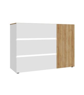 Home Heavenly C&oacute;moda 3 cajones + 1 puerta con luces leds blanco y riviera