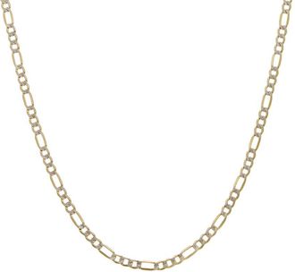 Italian Gold, Inc 10K 3Mm Pave Semi-Solid Figaro Necklace