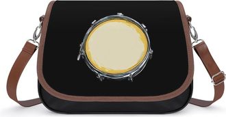 Generic Snare Drum Womens Leather Crossbody Bags with Adjustable Strap Casual Printed Shoulder Handbag