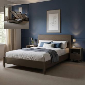 X Rocker Clara Wooden Shadow Ottoman Bed Frame - Dark Oak in Brown | Size: Double