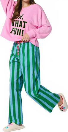 Shiraleah Festive Stripe Boxer Pant In Green/blue