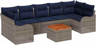 vidaXL Conjunto De Sof&aacute;s De Jard&iacute;n 8 Uds. Gris Rat&aacute;n Sint&eacute;tico Vidaxl