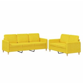 vidaXL Vidaxl - Juego De Sof&aacute;s Con Cojines 2 Piezas Tela Amarillo Claro