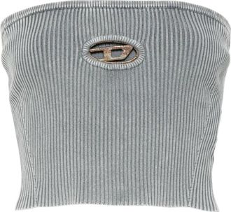 Diesel Geribbelde Gebreide Tube Top met O-Ring Detail - Dames - Tops zonder mouwen - Grijs - M - Tops