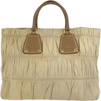 Prada Pre-owned Tote Bags, female, Beige, Size: ONE SIZE Pre-owned Leather handbags