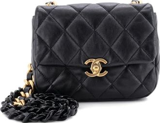 Chanel Lacquered Metal CC Flap Bag Quilted Lambskin Mini crossbody bag - women - Enamel - One Size - Black