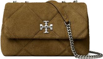 Tory Burch Small Kira Quilted Suede Converstible Shoulder Bag in Deep Olive at Nordstrom