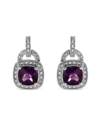 House of Brilliance Haus Of Brilliance Colorful Gemstones Silver 4.28 Ct. Tw. Diamond & Amethyst Dangle Earrings