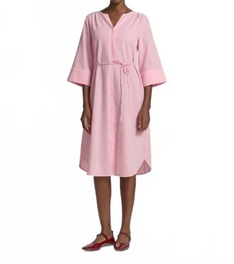 b.young Ime Striped Shirt Midi Dress In Raspberry Rose Stripe