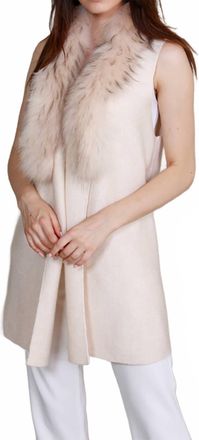 Dolce Cabo Womens Cream Fur Collar Vest In Beige