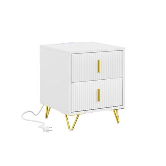 SoBuy Sobuy Mesilla De Noche Con 2 Cajones Blanco 40x40x47cm Moderno Fbt115-e-w