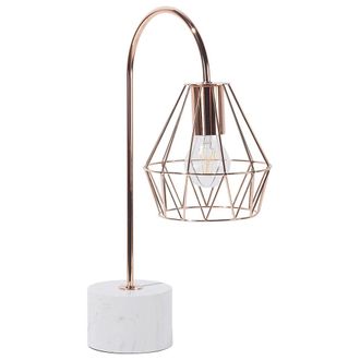 Beliani Beliani - L&aacute;mpara De Mesa Pantalla De Metal Cobrizo Colgante Soporte Blanco Moderno Aspecto Industrial Mooni