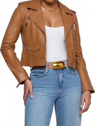 L'agence Blakely Leather Biker Jacket In Soft Cognac